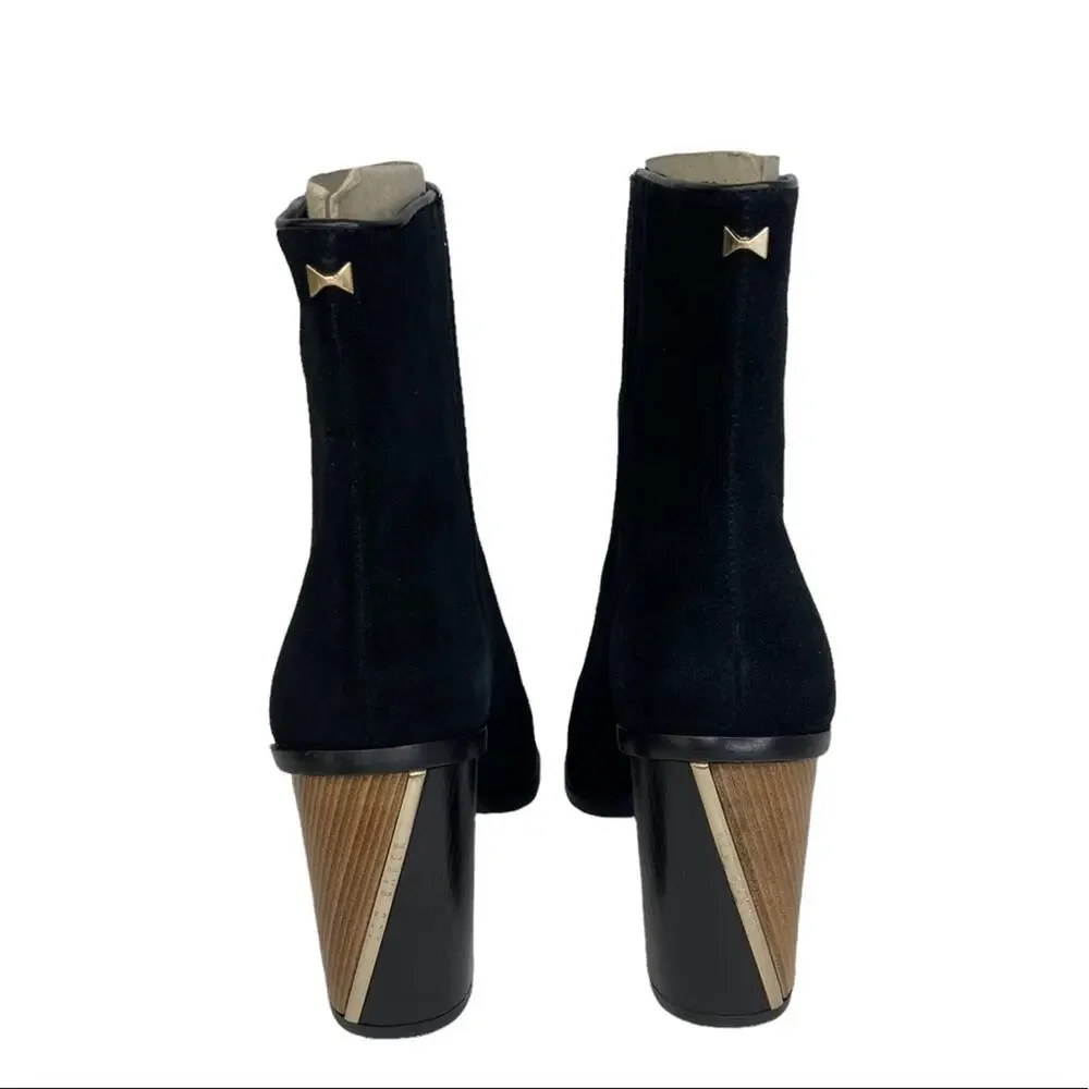 New Ted Baker Orbida Black Suede Block Heel Ankle Boots Size 35.5 - Picture 7 of 16
